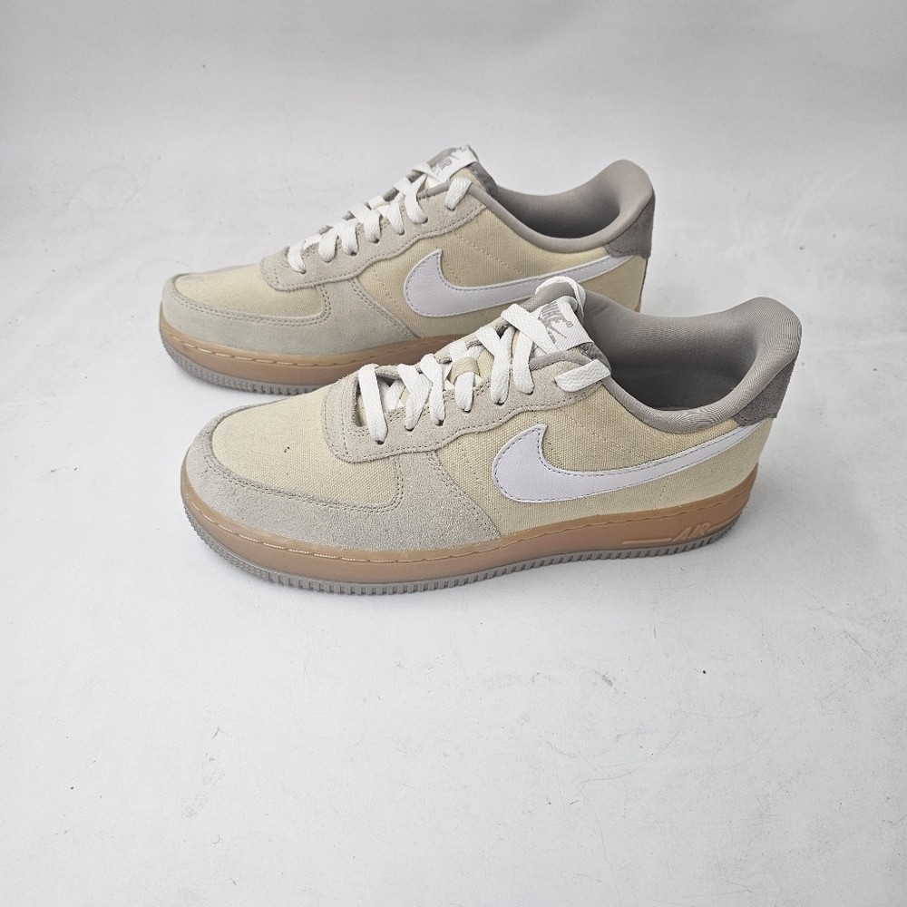 Nike Air Force 1 07 Light Khaki White Gum Womens 8.5 Suede Canvas HV4306 Sneaker - Picture 2 of 12